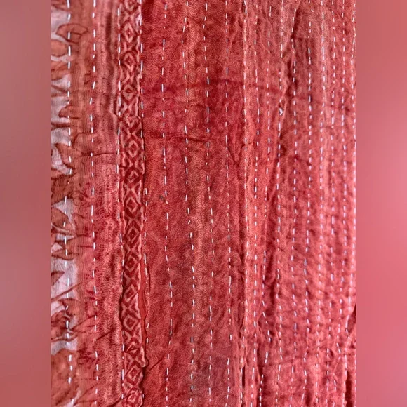 Vintage kantha quilt, twin cotton throw, boho beach blanket - Picture 4 of 4